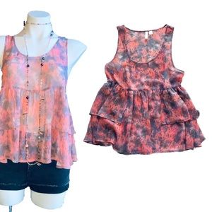 Frenchi floral layered Ruffle peplum top